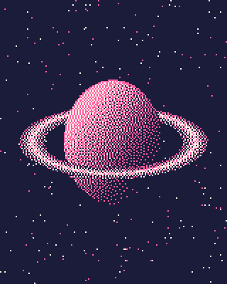 Ringed planet, rendered with the Riso pass preset